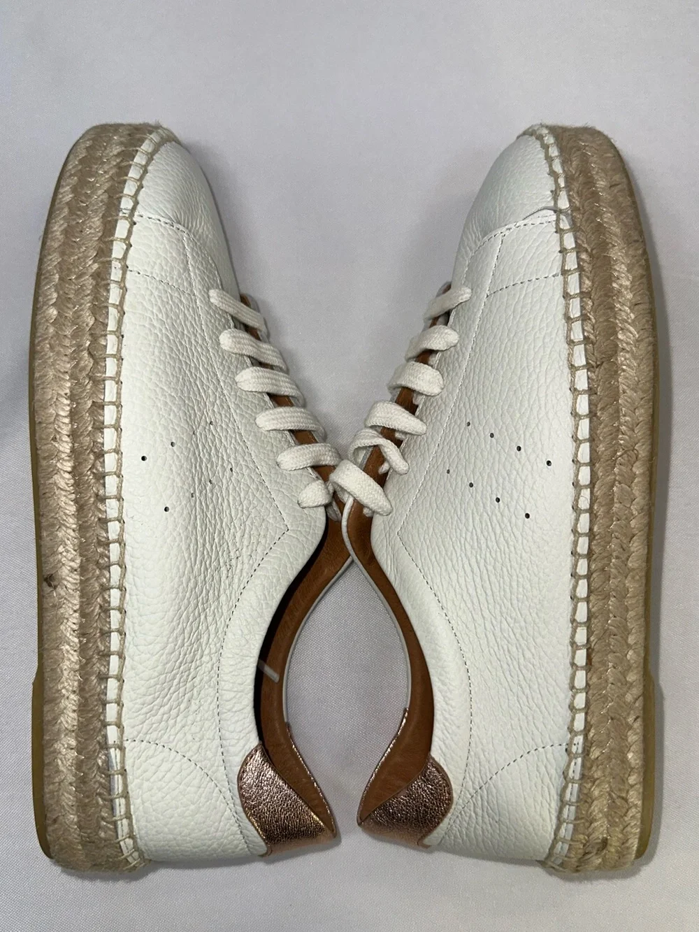 Dalson Espadrilles Boho Hippie Cottagecore White Leather Platform Sneaker Sz 9